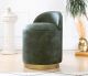 Pouf design Cuvelo D45cm Cuir Vert foncé avec base Or