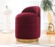 Pouf design Cuvelo D45cm Velours Bordeaux avec base Or