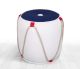 Pouf design tambour Tobila D42cm 50% Coton / 50% Velours Bleu, Blanc et Rouge