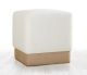 Pouf carré Martano Tissu Blanc crème et Beige