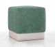 Pouf carré Martano Tissu Vert et Blanc crème