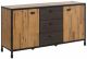 Buffet 2 portes et 3 tiroirs style industriel Soha L150cm Bois massif Naturel et Métal Noir