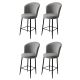 Lot de 4 chaises de bar Floranso Velours Gris et Métal Noir