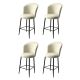 Lot de 4 chaises de bar Floranso Velours Crème et Métal Noir