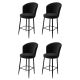 Lot de 4 chaises de bar Floranso Velours et Métal Noir