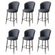 Lot de 6 chaises de bar Floranso Velours Anthracite et Métal Noir