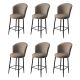 Lot de 6 chaises de bar Floranso Velours Cappuccino et Métal Noir