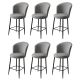 Lot de 6 chaises de bar Floranso Velours Gris et Métal Noir