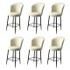 Lot de 6 chaises de bar Floranso Velours Crème et Métal Noir