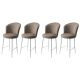 Lot de 4 chaises de bar Floranso Velours Cappuccino et Métal Blanc