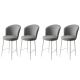 Lot de 4 chaises de bar Floranso Velours Gris et Métal Blanc