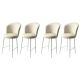 Lot de 4 chaises de bar Floranso Velours Crème et Métal Blanc