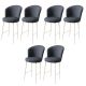 Lot de 6 chaises de bar Floranso Velours Anthracite et Métal Blanc