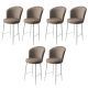 Lot de 6 chaises de bar Floranso Velours Cappuccino et Métal Blanc