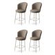 Lot de 4 chaises de bar Floranso Velours Cappuccino et Métal Chrome