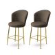 Lot de 2 chaises de bar Valatio Velours Anthracite et Métal Or