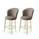 Lot de 2 chaises de bar Valatio Velours Cappuccino et Métal Or