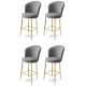 Lot de 4 chaises de bar Valatio Velours Gris et Métal Or