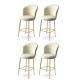 Lot de 4 chaises de bar Valatio Velours Crème et Métal Or