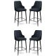 Lot de 4 chaises de bar Nairis Velours Anthracite et Métal Noir