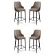 Lot de 4 chaises de bar Nairis Velours Cappuccino et Métal Noir