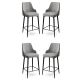 Lot de 4 chaises de bar Nairis Velours Gris et Métal Noir