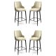 Lot de 4 chaises de bar Nairis Velours Crème et Métal Noir