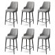 Lot de 6 chaises de bar Nairis Velours Gris et Métal Noir