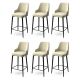 Lot de 6 chaises de bar Nairis Velours Crème et Métal Noir