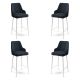 Lot de 4 chaises de bar Nairis Velours Anthracite et Métal Blanc