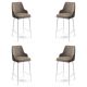 Lot de 4 chaises de bar Nairis Velours Cappuccino et Métal Blanc