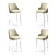 Lot de 4 chaises de bar Nairis Velours Crème et Métal Blanc