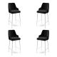 Lot de 4 chaises de bar Nairis Velours Noir et Métal Blanc