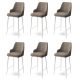 Lot de 6 chaises de bar Nairis Velours Cappuccino et Métal Blanc