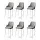 Lot de 6 chaises de bar Nairis Velours Gris et Métal Blanc