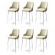 Lot de 6 chaises de bar Nairis Velours Crème et Métal Blanc