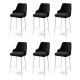 Lot de 6 chaises de bar Nairis Velours Noir et Métal Blanc