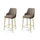 Lot de 6 chaises de bar Nairis Velours Cappuccino et Métal Or