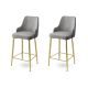 Lot de 6 chaises de bar Nairis Velours Gris et Métal Or