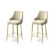 Lot de 6 chaises de bar Nairis Velours Crème et Métal Or