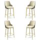 Lot de 4 chaises de bar Nairis Velours Crème et Métal Or