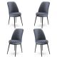 Lot de 4 chaises Olgino Velours Gris foncé et Métal Noir