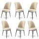 Lot de 6 chaises Olgino Velours Crème et Métal Noir