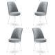 Lot de 4 chaises Olgino Velours Gris et Métal Blanc