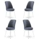 Lot de 4 chaises Olgino Velours Gris foncé et Métal Blanc