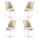 Lot de 4 chaises Olgino Velours Crème et Métal Blanc