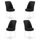 Lot de 4 chaises Olgino Velours Noir et Métal Blanc