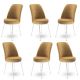 Lot de 6 chaises Olgino Velours Cappuccino Métal Blanc