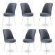 Lot de 6 chaises Olgino Velours Gris foncé et Métal Blanc