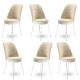 Lot de 6 chaises Olgino Velours Crème et Métal Blanc